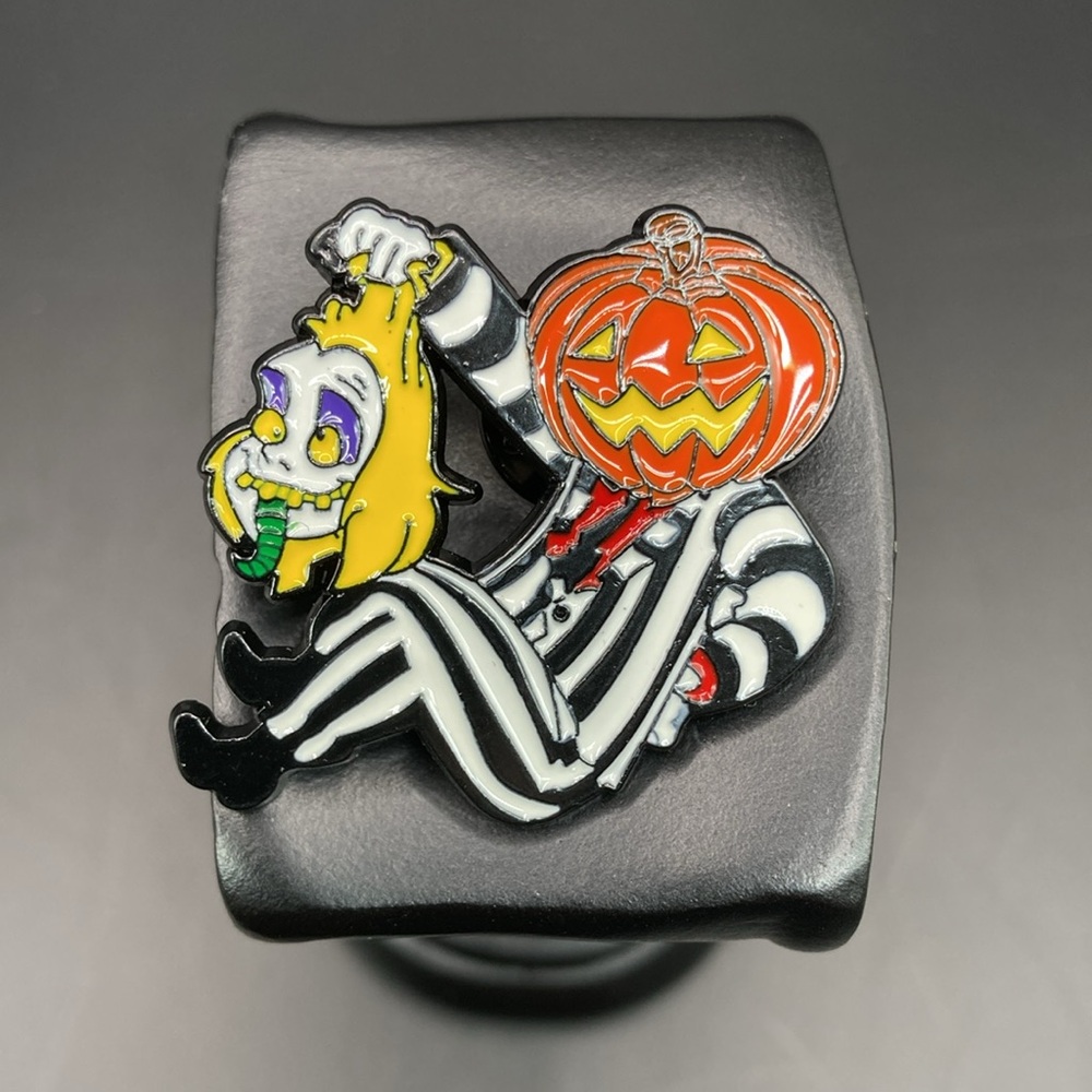 Beetlejuice Halloween enamel pin